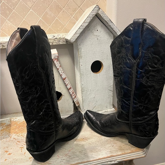Circle G Black Cross Embroidered Western Heeled Boots Size 9 - Picture 4 of 10